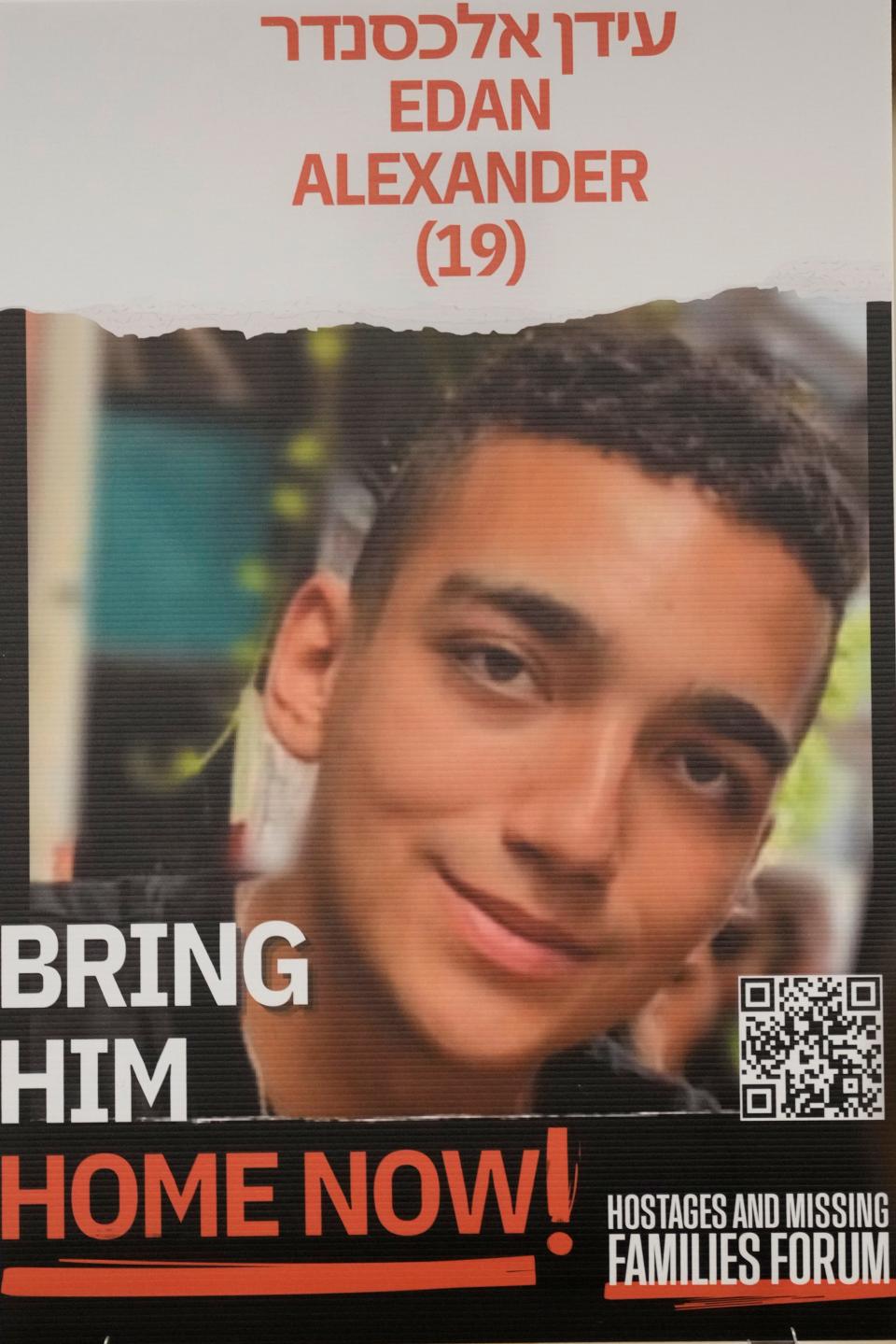 Edan Alexander is one of approximately 200 people who were kidnapped on October 7. A rally at the Jewish Community Center, in Tenafly was attended by approximately 400 people, Wednesday, November 8, 2023.
