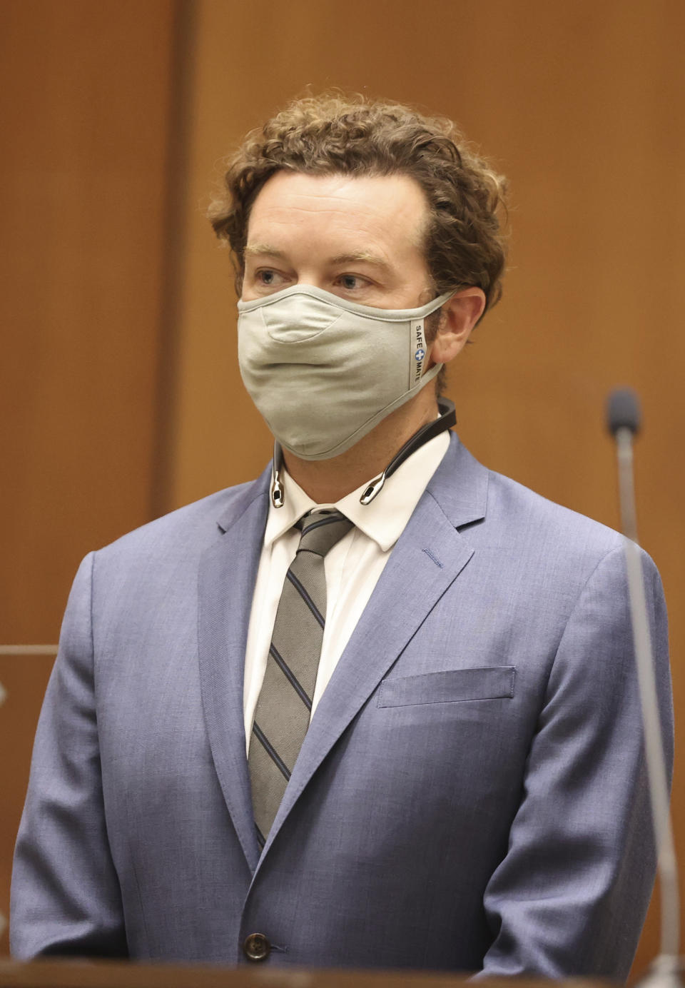 Actor Danny Masterson appears at his arraignment in Los Angeles Superior Court in Los Angeles, Calif. on Friday, Sept. 18, 2020. "That '70s Show" actor Masterson was arraigned on three rape charges. (Lucy Nicholson/Pool Photo via AP)