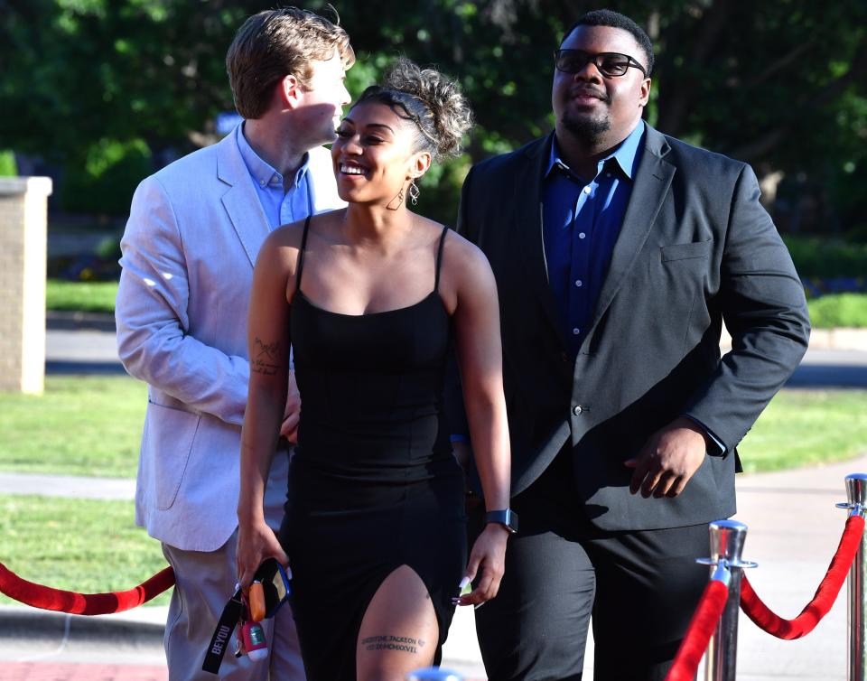 A member of the FCA student panel, Eternity Jackson, arrives at The Forum off Speedway Avenue in Wichita Falls on Monday, April 22, 2024.