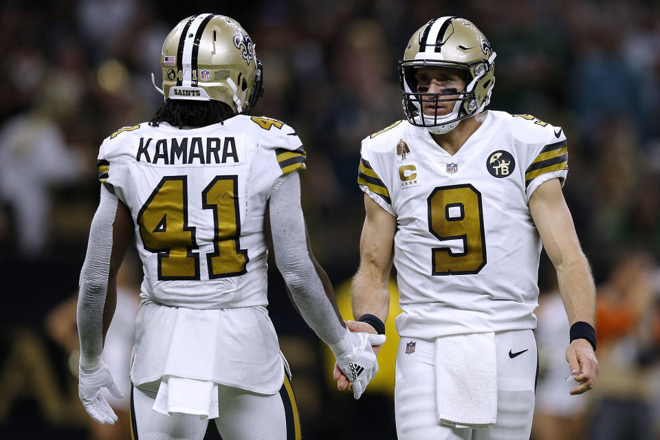 The Saints could be looking for backups to Drew Brees and Alvin Kamara. (Photo by Jonathan Bachman/Getty Images)