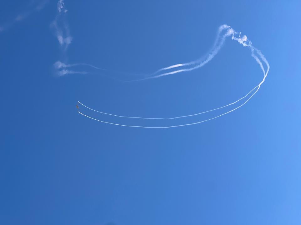 Kent Pietcsh's aerobatic performance at the California International Airshow in Salinas on Oct. 7 2023.
