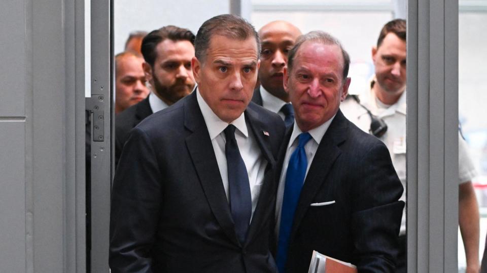 PHOTO: Hunter Biden, son of US President Joe Biden, and attorney Abbe Lowell arrive for a closed-door deposition with the House Oversight and Judiciary committees on Capitol Hill in Washington, DC, February 28, 2024. (Roberto Schmidt/AFP via Getty Images)