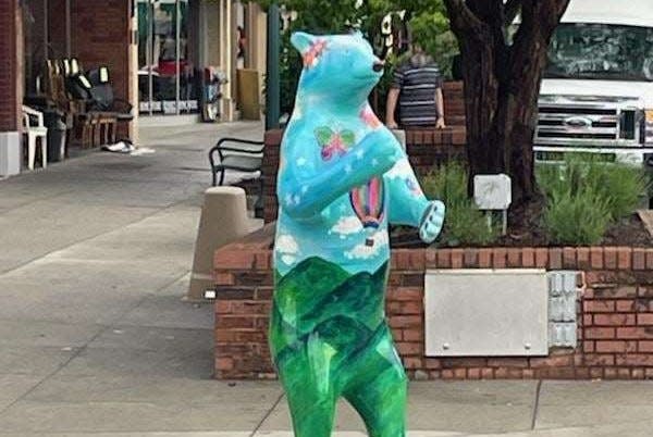 The "Flutter by Bear" is one of the 20 new Bearfootin' Bears now on display along Main Street in Hendersonville.