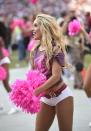 <p>A Washington Redskins cheerleader performs in the second half of an NFL football game between the Redskins and the Philadelphia Eagles, Sunday, Oct. 16, 2016, in Landover, Md. (AP Photo/Nick Wass) </p>