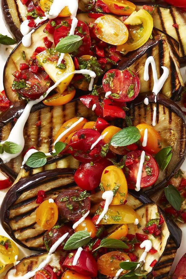 13) Spiced Grilled Eggplant With Fresh Tomato Salad