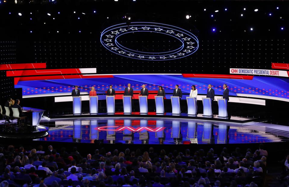 The second of two Democratic presidential primary debates hosted by CNN in July in the Fox Theatre in Detroit. (Photo: Paul Sancya/AP)