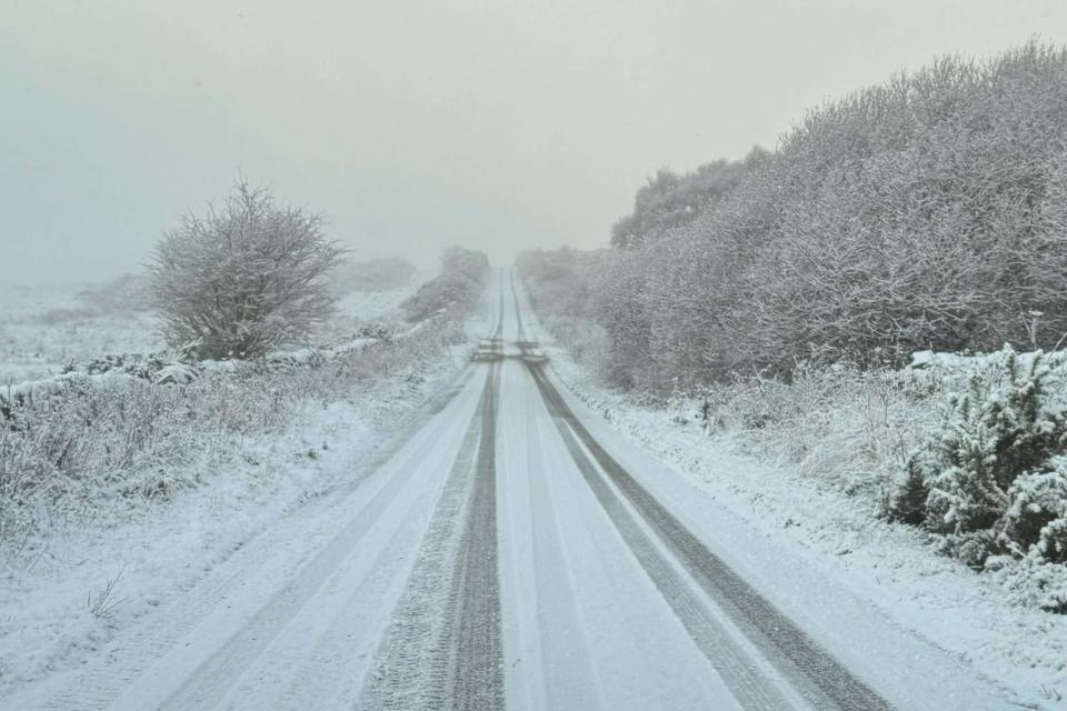 Snow on the hills near Alnwick, Northumberland (@PhilWillChil/X) (PA Wire)