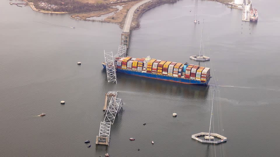 The crash that destroyed the Francis Scott Key Bridge left sharp debris in the dark water, officials said. - Tasos Katopodis/Getty Images