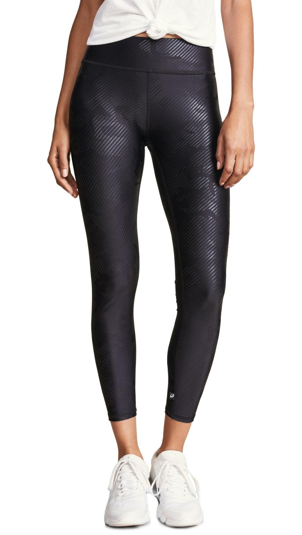 36) Foil Printed Tall Band Leggings