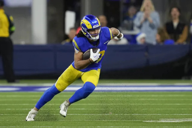 Fifth-round pick Puka Nacua has been a major steal at wide receiver, one of a number of good Rams draft picks on Days 2 and 3 the past few years. (AP Photo/Ashley Landis)