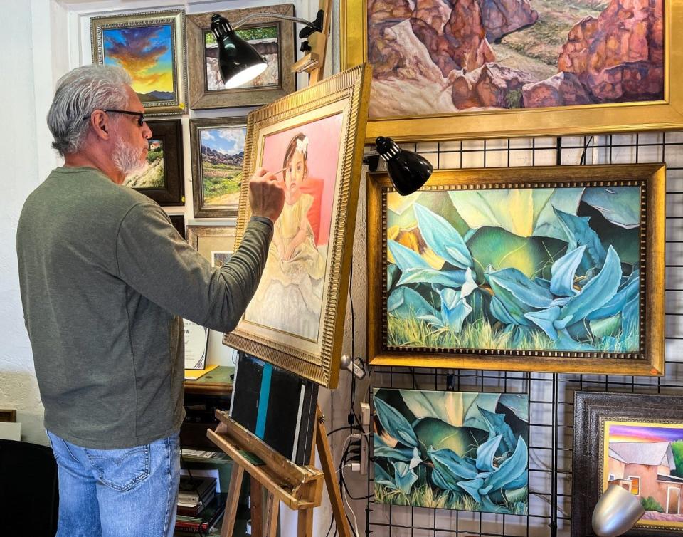 Robert Dozal's fine art gallery will have been in San Elizario at 1445 Main St. for seven years in July. He is shown Thursday.