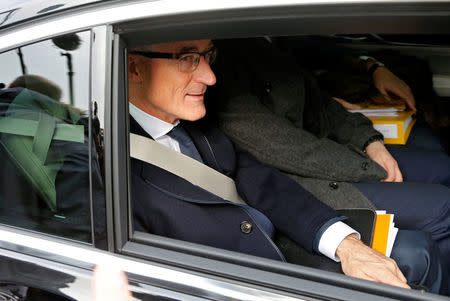 Minister-President of Flanders Geert Bourgeois arrives for a meeting with Minister-President of Wallonia Paul Magnette on the Comprehensive Economic and Trade Agreement (CETA), a planned EU-Canada free trade agreement, at the Egmont Palace in Brussels, Belgium, October 25, 2016. REUTERS/Francois Lenoir