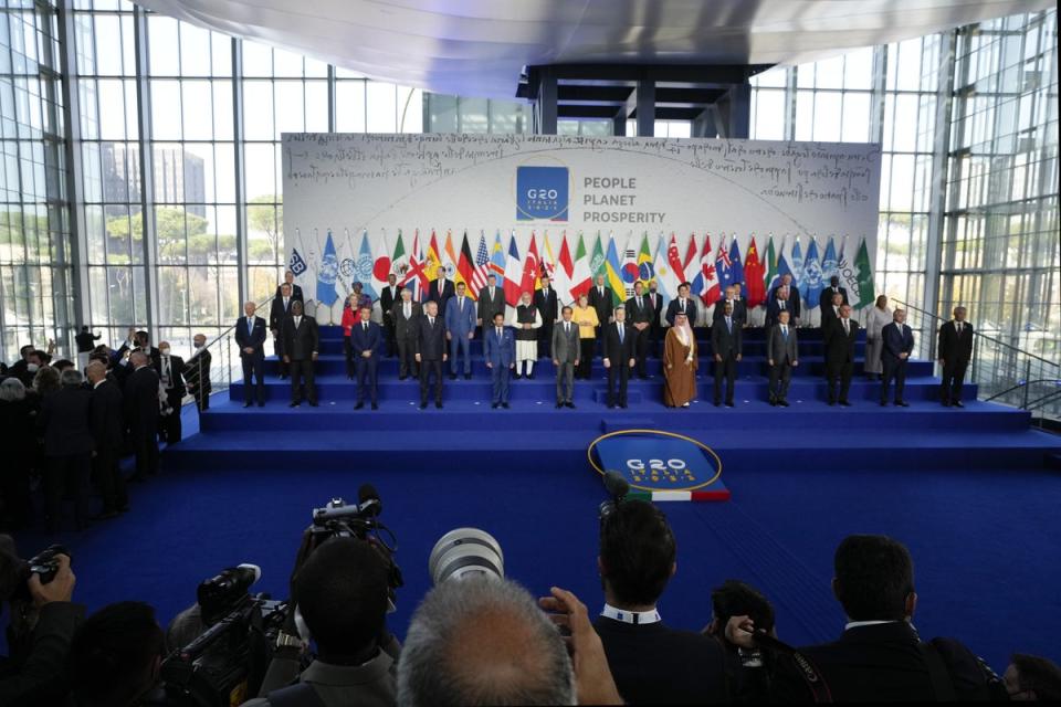 World leaders pose for a group photo at the G20 summit in Rome (Kirsty Wigglesworth/PA Archive)