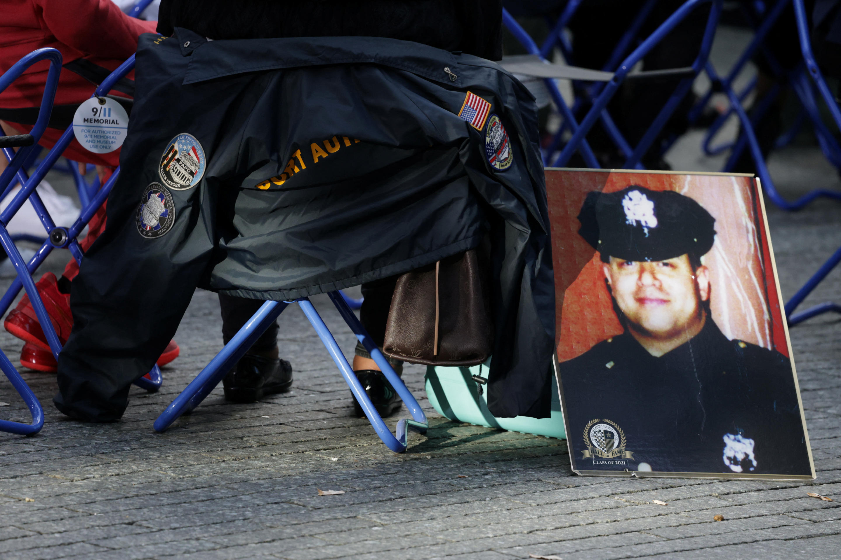     A photo is part of the commemoration of the victims of the September 11 attacks in New York. 