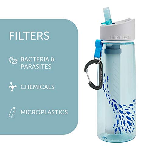 LifeStraw Go Water Filter Bottle with 2-Stage Integrated Filter Straw for Hiking, Backpacking, and Travel, Fish, 22, Model:LSG201TF01 (Amazon / Amazon)