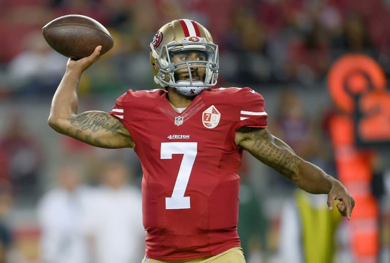 Quarterback Colin Kaepernick of the San Francisco 49ers ignited a firestorm of controversy over his refusal to stand up for the national anthem