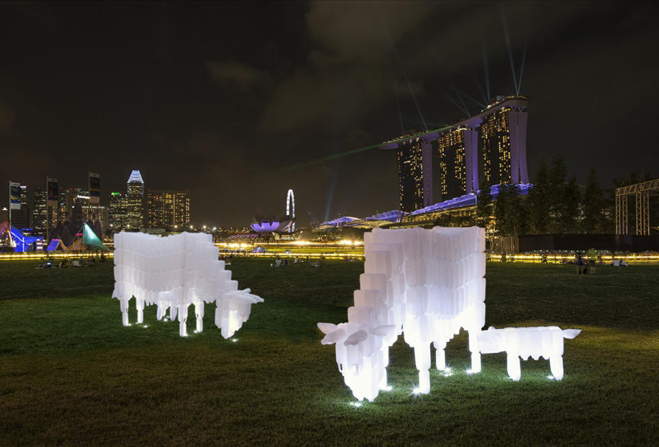 Milk Bottle Cows is one of the works being featured at the upcoming i Light Marina Bay festival. (Photo: i Light Marina Bay)