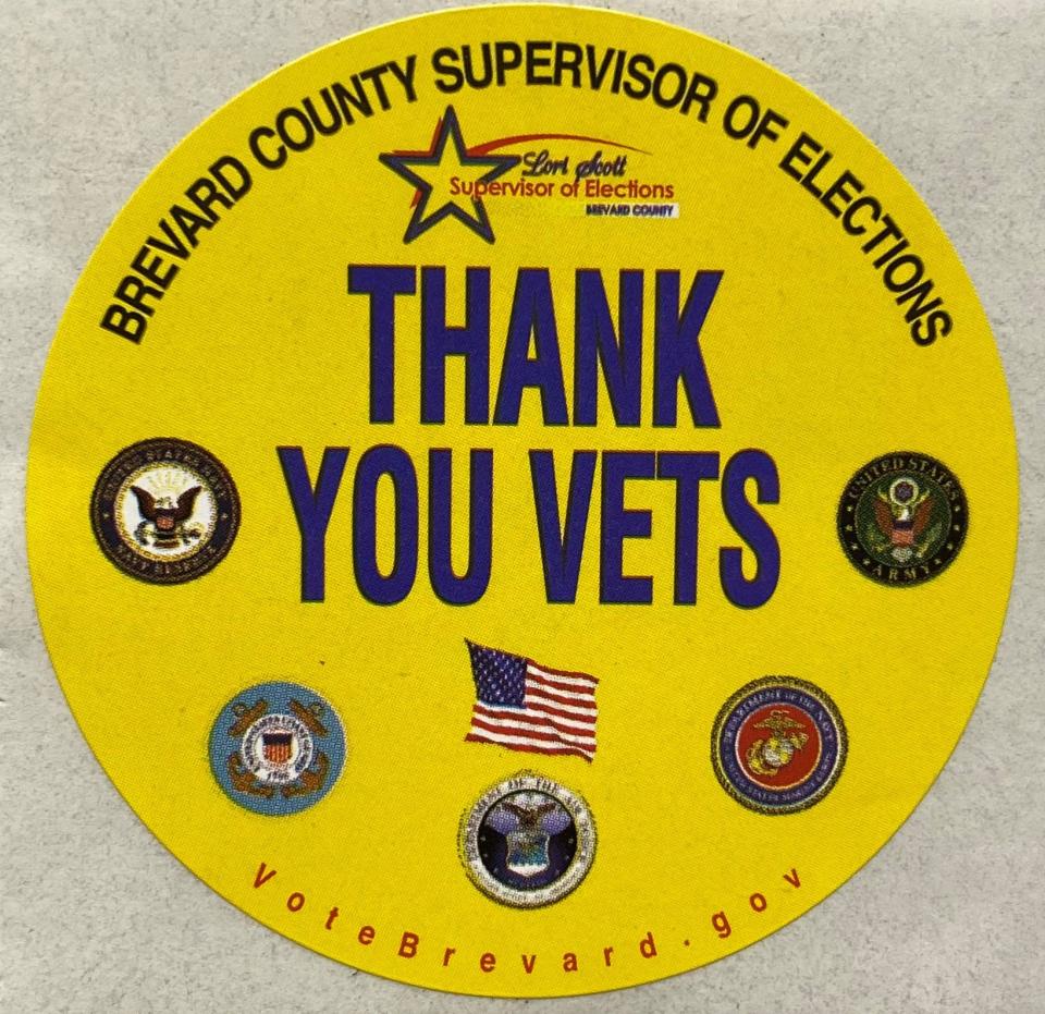 Thank You Vets: One of the choices for stickers available to Brevard County voters who cast ballots.