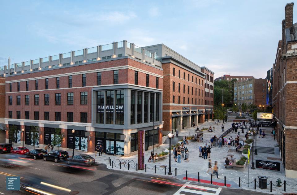 The 3.25-acre, $135 million Wellmont Arts complex, which includes two new buildings, Two South Willow and One Seymour St. containing 200 rental apartments, Summit Health, the Gravity Vault, One River School, two parking garages and a pedestrian plaza, is now complete.