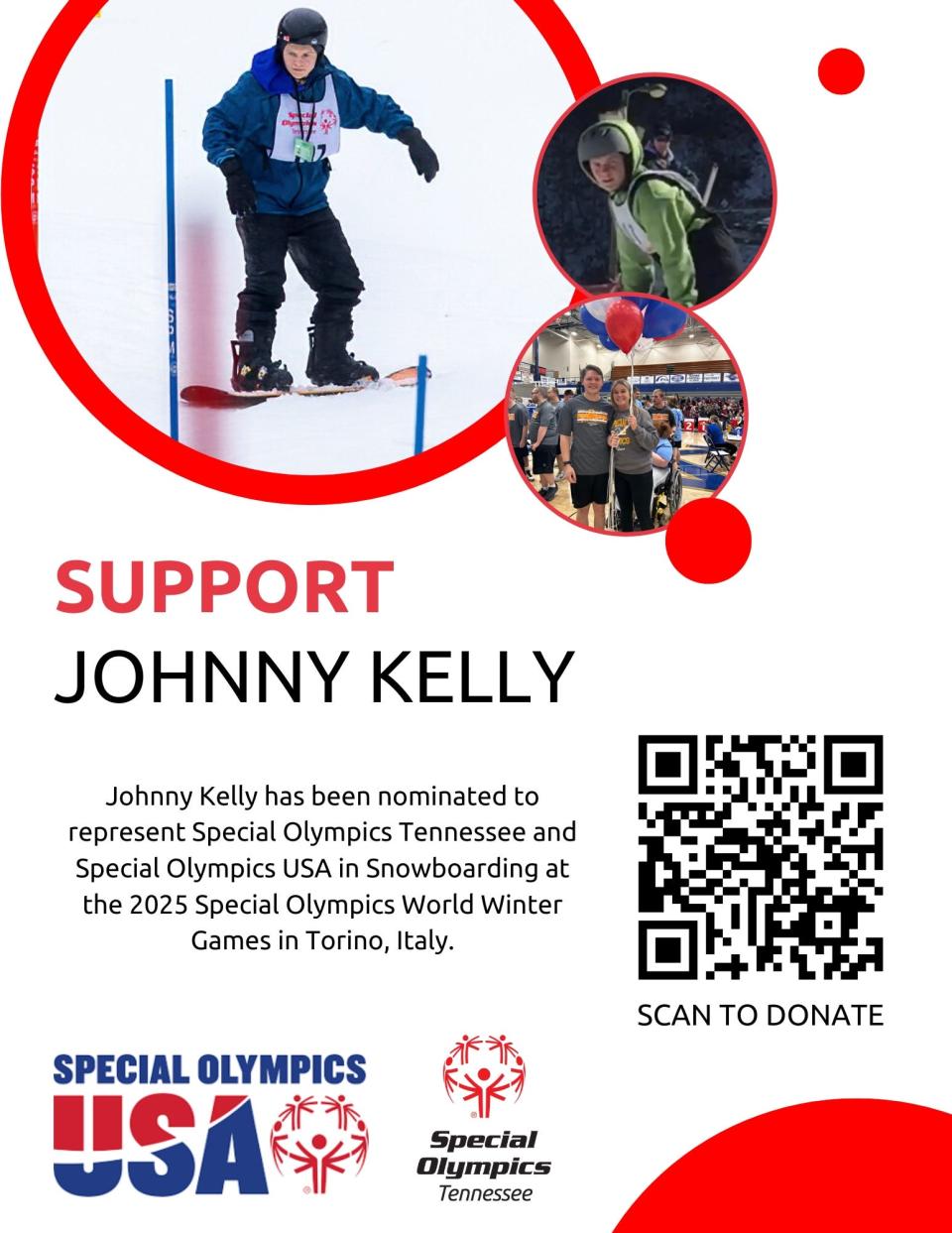 With a trip to the World Games in Italy a year away, Johnny Kelly needs to raise $10,000.