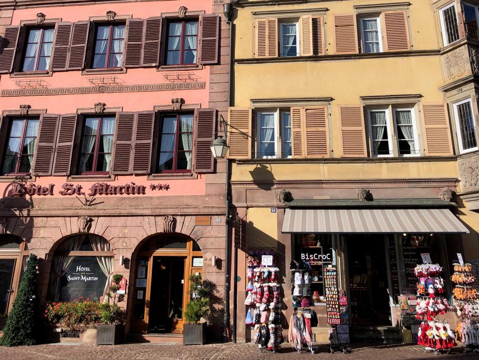 Yellow and pink homes in Colmar, France