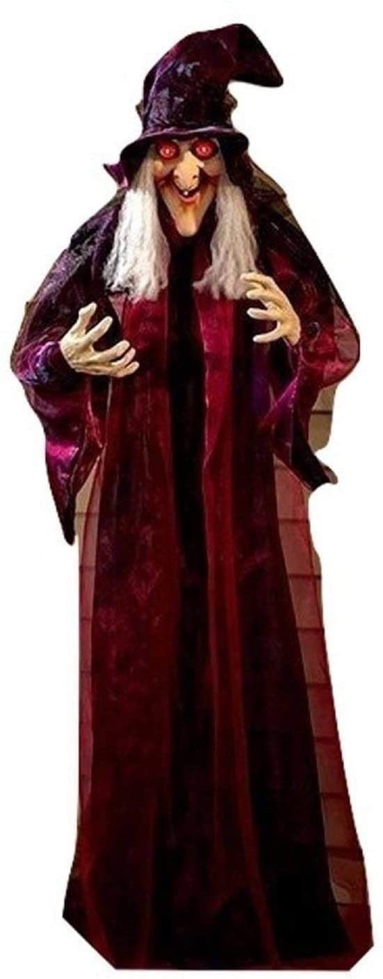 life size animated talking witch, scary Halloween decorations