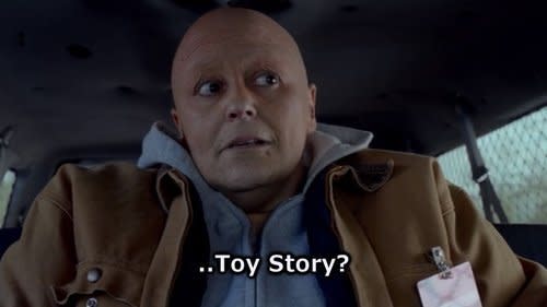 <em>toy-storr-eee</em> (noun)  As told by Morella, a film about "a cowboy, and he's like 'the king of the castle', and then this astronaut shows up, and he tries to take over. So the cowboy attempts to murder him, but instead, the astronaut is held hostage by this evil psychopath, and the cowboy has to rescue him".   O...K.