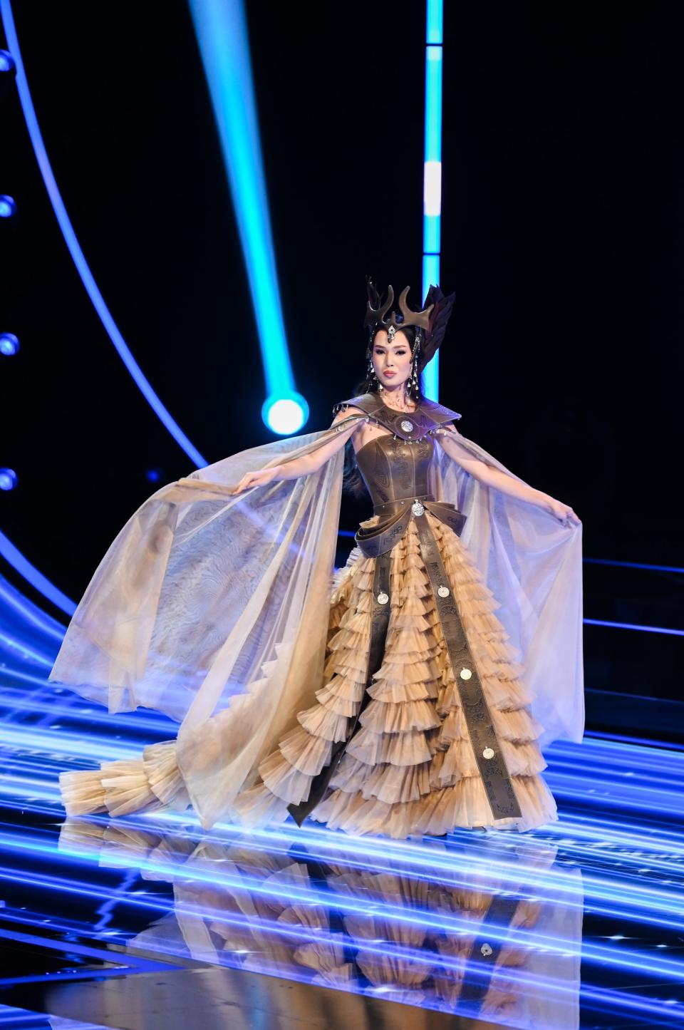 Miss Kazakhstan 2023 participates in the Miss Universe National Costume Contest.