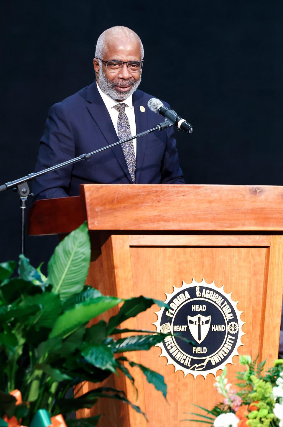 FAMU President Larry Robinson speaks during the university's MLK Convocation on Friday, January 12, 2024.