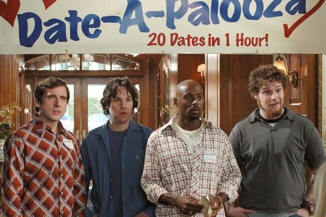 Moviestore/Shutterstock Steve Carrell, Paul Rudd, Romany Malco and Seth Rogen in <i>The 40-Year-Old Virgin</i>, 2005