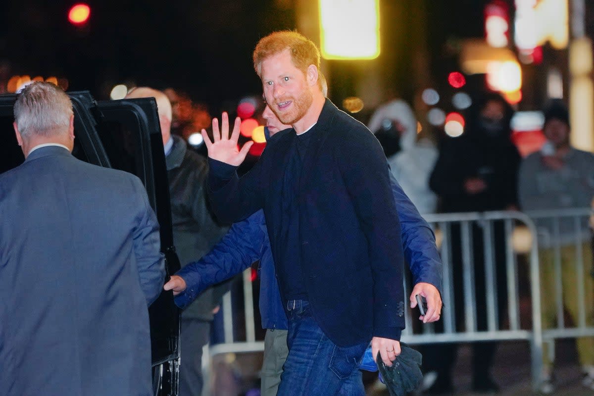 Prince Harry is seen leaving The Late Show with Stephen Colbert in New York  (GC Images)