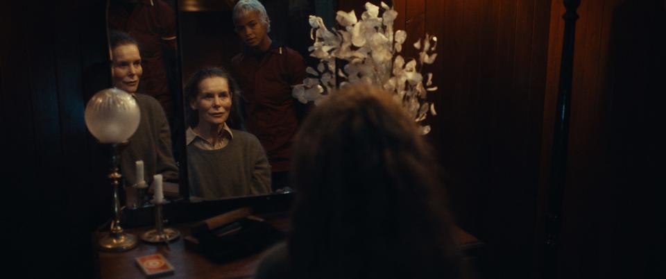 Alice Krige (left) plays an aging film star who travels to the Scottish countryside with her nurse (Kota Eberhardt) to recover from surgery and finds vengeful spirits where witches once burned in the horror film "She Will."