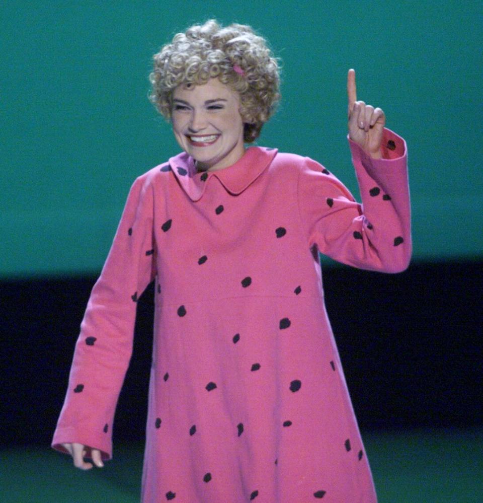 Kristin Chenoweth as Sally Brown performs a scene from "You're a Good Man, Charlie Brown" at the 1999 Tony Awards. Chenoweth won the Tony for Best Featured Actress in a Musical that year.