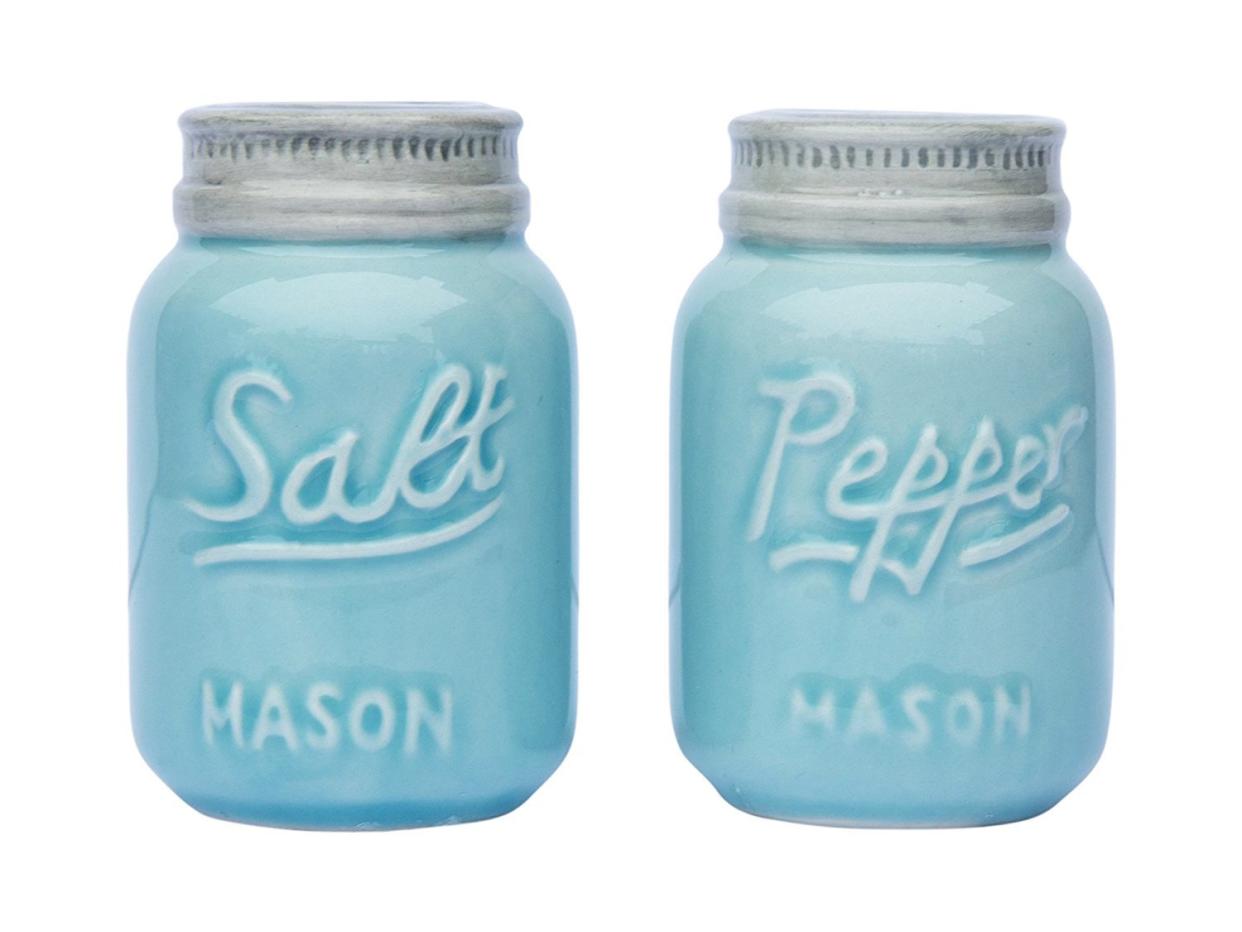 Blue Vintage Mason Jars Salt & Pepper Shakers