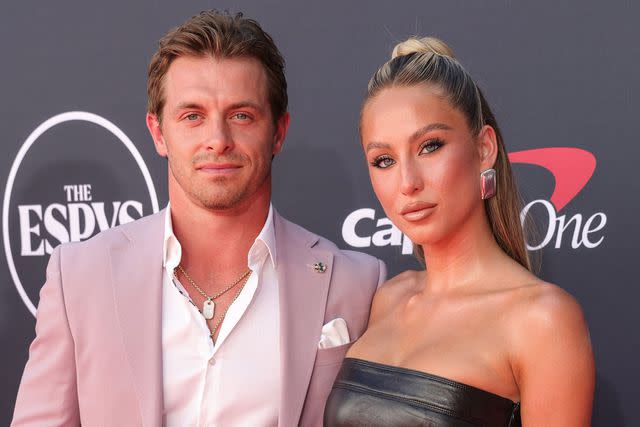 <p>Kevin Mazur/Getty</p> Braxton Berrios and Axil Earle make their red carpet debut at the 2023 ESPY Awards