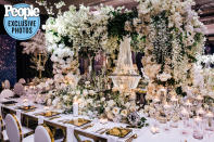 <p>The tablescapes for the receptions were elaborate, with endless flowers, chandeliers, candles and gold touches. </p>