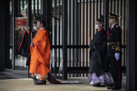 Japanese Crown Prince Fumihito, better known as Prince Akishino, leaves the Imperial Palace after being formally declared first in line to succeed the Chrysanthemum Throne during a ceremony Sunday, Nov. 8, 2020 in Tokyo, Japan. (Carl Court/Pool Photo via AP)