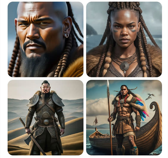 The images Google Gemini produced when asked to show pictures of Vikings. (Google Gemini)