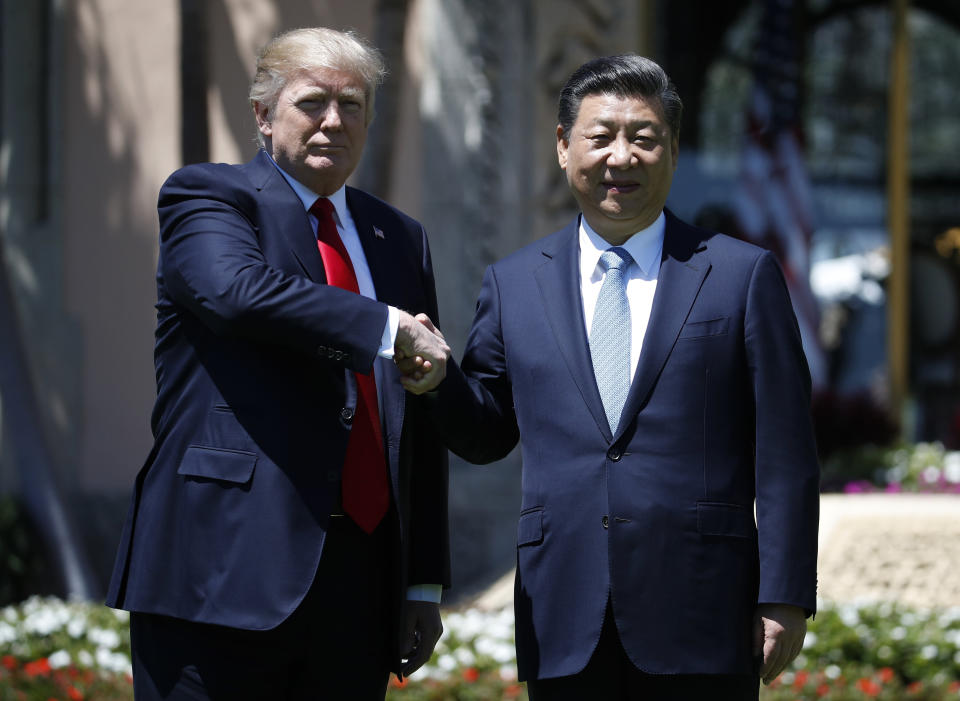 U.S. President Donald Trump and Chinese President Xi Jinping shake hands after a bilateral meeting at Mar-a-Lago on April 7, 2017, in Palm Beach, Florida. (Photo: Alex Brandon/ASSOCIATED PRESS)