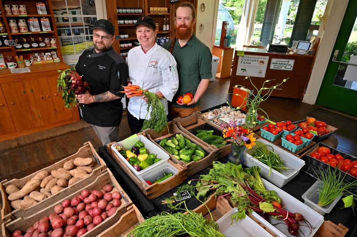 From left at Cordelia's Farm, Executive Chefs Mike Winslett and Meagan Pettiford-Crevier and General Manager James Wheeler.