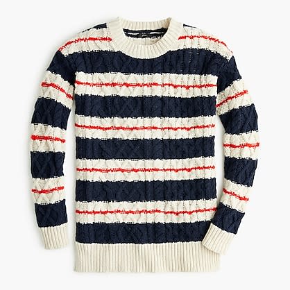 Cable-knit Tunic Sweater in Stripe