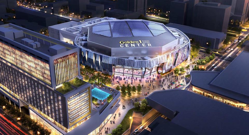 A rendering of the Golden 1 Center, the Sacramento Kings' new arena. (Image via Sacramento Kings)