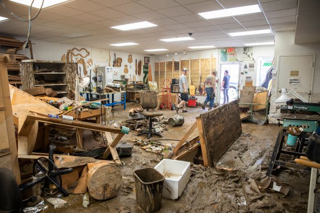 The Appalachian School of Luthiery studio in Hindman, Kentucky, was flooded Thursday night. Luthiery is the practice of creating or repairing stringed instruments. (Photo: Arden S. Barnes/For The Washington Post/Getty Images)