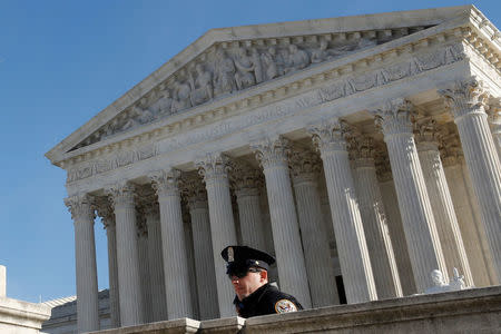 U.S. Supreme Court is seen in Washington, U.S., November 27, 2017. The Court, which has avoided major gun cases for seven years, on Monday declined to hear a challenge backed by the National Rifle Association to Maryland's 2013 state ban on assault weapons enacted after a Connecticut school massacre. REUTERS/Yuri Gripas