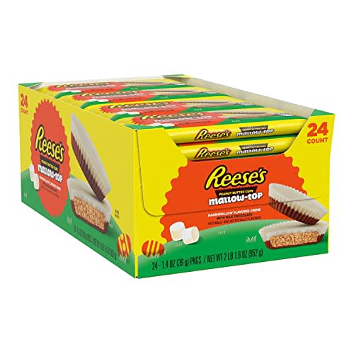 REESE'S Mallow-Top Marshmallow Creme Milk Chocolate Peanut Butter Cups Candy, Bulk Easter,24 Count (Pack of 1)