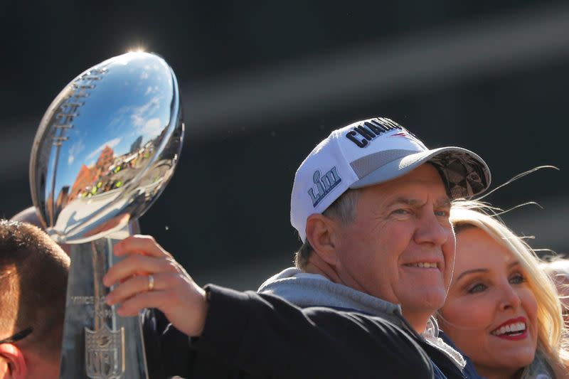 FILE PHOTO: New England Patriots head coach Bill Belichick smiles during a victory parade in Boston