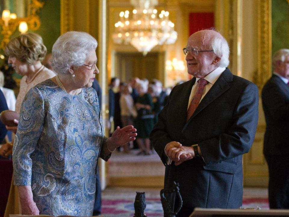 President Higgins with Queen Elizabeth during his 2014 state visit to the UK (Getty Images)