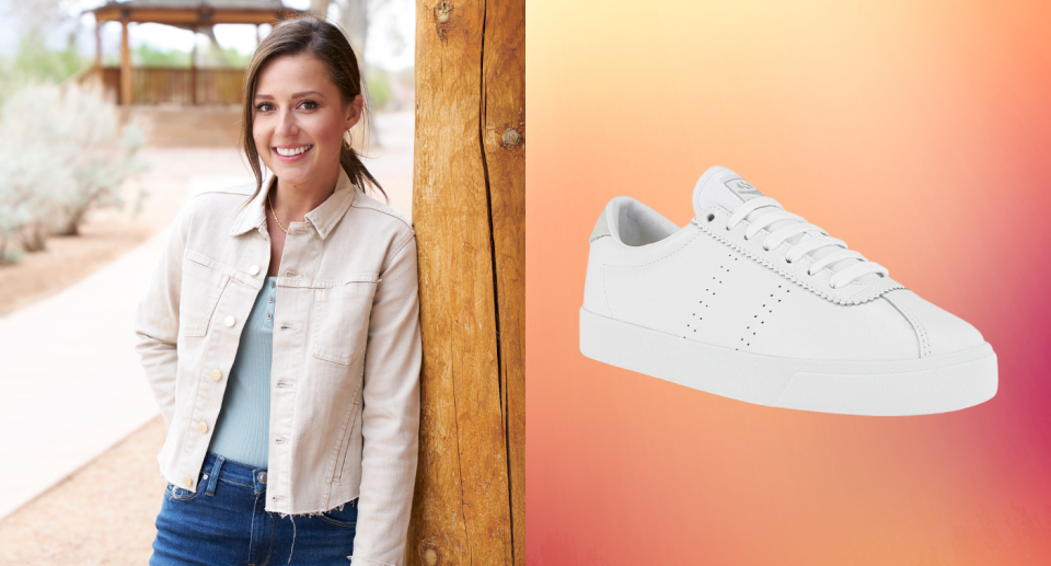 "The Bachelorette" star Katie Thurston was once again spotted wearing these $124 Superga sneakers (Photos via Getty Images & Revolve)