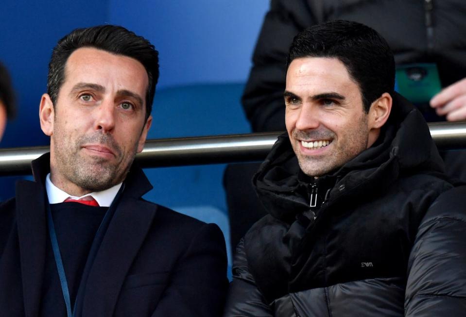 Arsenal manager Mikel Arteta, right, with technical director Edu (Anthony Devlin/PA) (PA Archive)