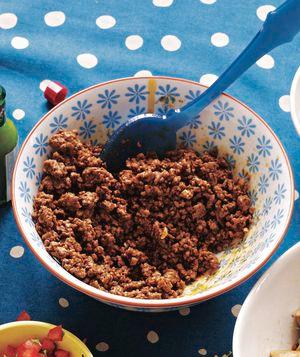 Marcus Nilsson Seasoned with chili powder, cumin, paprika, and garlic, this savory mixture will be your base filling for meat-eaters. <a href="https://www.realsimple.com/food-recipes/browse-all-recipes/spicy-ground-beef-00100000108475/index.html" data-component="link" data-source="inlineLink" data-type="internalLink" data-ordinal="1">Get the recipe.</a>